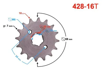 Produktbild von Moretti 16/428 Abtriebsritzel für TZ125
