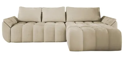 Produktbild von E-ZIMPAZ Ecksofa mit Schlaffunktion und Bettkasten CALVANI 185x282 cm, Eckcouch L-Form, Polsterecke, Sofa Samtstoff - Beige MH02