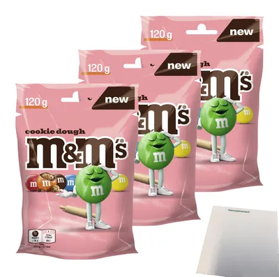 Produktbild von M&M Cookie Dough 3er Pack (3x120g Beutel) + usy Block