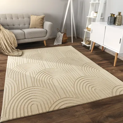 Produktbild von Teppich Wohnzimmer Schlafzimmer Kurzflor Skandinavisches Boho Muster Geometrisch Grösse 200x280 cm