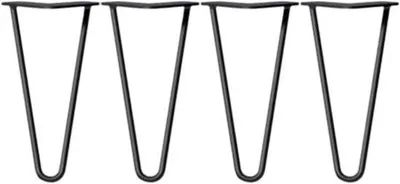 Image de Pieds de table en métal 25 cm – Design industriel en épingle à cheveux – Pour tables, bancs et bureaux DIY – Robustes et élégants
