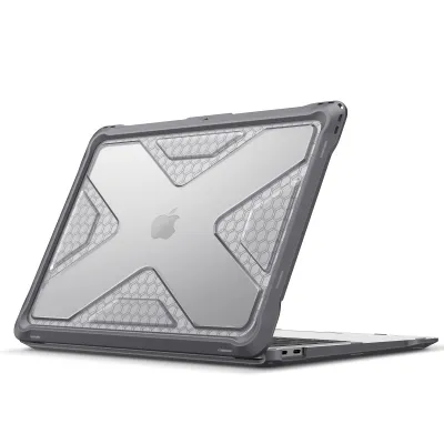 Produktbild von Fintie Hülle Kompatibel mit MacBook Air 13 (2018-2020 Freisetzung) A2337 M1/A2179/A1932 - Ganzkörper-Rugged Hybrid Schutzhülle TPU Stoßstange Case Kompatibel mit MacBook Air 13" Retina, Grau