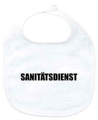 Produktbild von Huuraa Baby Lätzchen Sanitätsdienst Schriftzug White Klettverschluss  Baumwolle Latz Geschenkidee