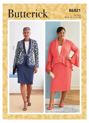 Imagen del producto de Chaqueta y falda tipo "peplum" para mujer, modelo Butterick B6821KK, tallas 54-60