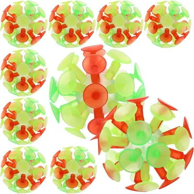 Productafbeelding van Kinderzuignapballen - Set van 10 - Oplichtend kleefspeelgoed - PVC-materiaal - Meerkleurig - 6 cm - Cadeau-idee