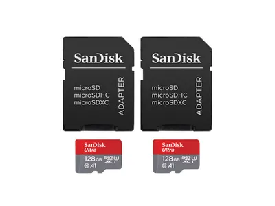 Zdjęcie produktu dla SanDisk Ultra microSDXC 128GB 140MBs+Adapt 2Pack SDSQUAB-128G-GN6MT
