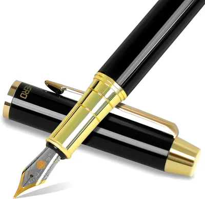 Productafbeelding van Zakelijke Vulpen - 0,5 mm fijne iridium penpunt - Praktische geschenkdoos voor kantoor handtekening - Zwart Goud