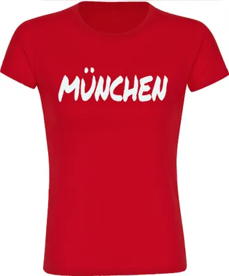 Produktbild von multifanshop Damen T-Shirt - München rot - Textmarker, rot, Größe L