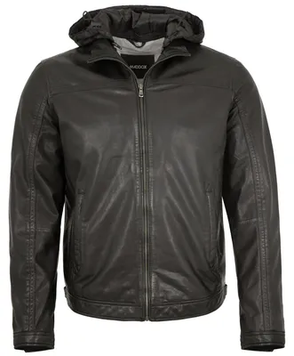 Produktbild von MADDOX - Herren Lederjacke Kapuze Lammnappa schwarz : 48