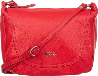 Produktbild von Sella Handtasche aus hochwertigem italienischem Leder mit drei Fächern, verstellbarem Schulterriemen, goldenen Beschlägen Rot
