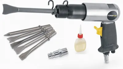 Obrázek produktu pro Pneumatické kladivo Powerplus Pneumatické kladivo 6,3 bar + 5 sekáčů v kufru Pneumatické nářadí