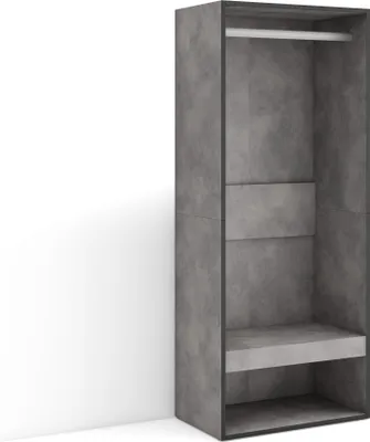 Produktbild von Offener Kleiderschrank, 60x35x145 cm, Für Schlafzimmer, Zimmer, Garderobenschrank, Zementgrau