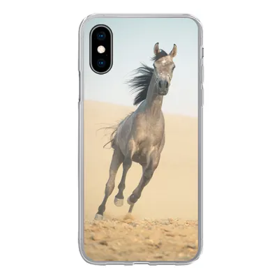 Produktbild von MuchoWow® Handyhülle Schutzhülle Hülle für iPhone X Pferd - Sand - Wüste Silikon Softcase Handy Hülle - Handyhülle