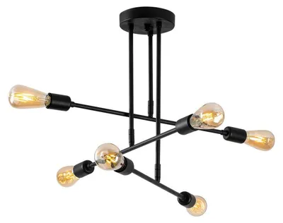 Image de Lustre Luminaire en fer noir - 75 × 75 × H 50 cm - 6 x E27 Max 40W - IP20