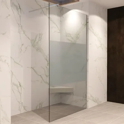 Produktbild von i-flair Duschabtrennung Walk In 130x200 cm aus teilsatiniertem Sicherheitsglas mit 10 mm Glasstärke W740