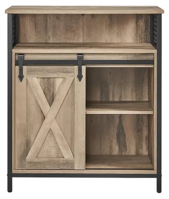 Productafbeelding van Opbergkast voor de keuken, met schuifdeur en open vak | Lichtbruin-zwart | 70x30x80 cm