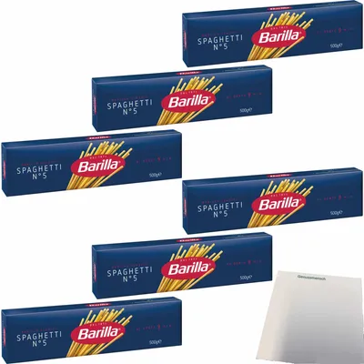 Produktbild von Barilla Spaghetti No5, Maxi Pack (6x500g Packung) + usy Block