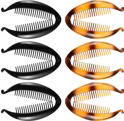 Produktbild von 6 Stück Bananen Clips Fischclips Bananen Fisch Kämme Breite Tort Toned Kamm Lange Haarspangen Fisch Griff Rutsche