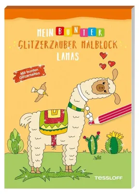 Produktbild von Mein bunter Glitzerzauber-Malblock. Lamas. Mit bunten Glitzerseiten
