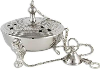 Produktbild von Ø 12cm Weihrauchschwenker Messing Vernickelt Kette 25cm Lang Räucherkohle 2226