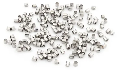 Produktbild von Vintageparts Quetschperlen Messing Platinfarben 2 x 2 mm 100 Stück