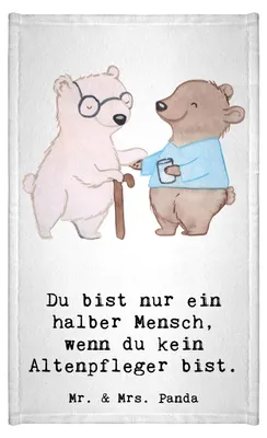 Produktbild von Mr. & Mrs. Panda Handtuch Altenpfleger Herz - Weiß - Geschenk, Kleines, Lustig, Klein, buntes, gäste wc, Spruch, Witzig, badezimmer, Beruf
