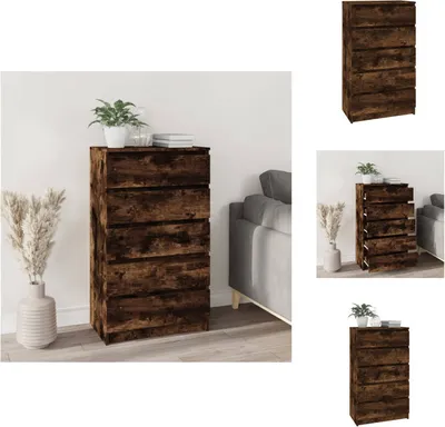 Zdjęcie produktu dla vidaXL Szafka z szufladami z dębu wędzonego 60x36x103 cm Materiał drewnopochodny - Komody