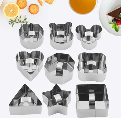 Produktbild von Tortenringform, 7,6 cm große Dessert-Mousse-Formen aus Edelstahl mit Stopfer und Heber, Kochringe, Thunfisch-Tartar-Form (einschließlich 8 Ringe und 8 Stopfer)