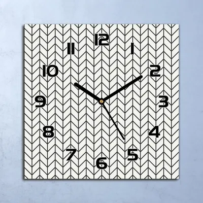 Produktbild von Wanduhr Echt-Glas-Küchenuhr Fischgrätenmuster Quarz Lautlos 30x30 Deko Bilder