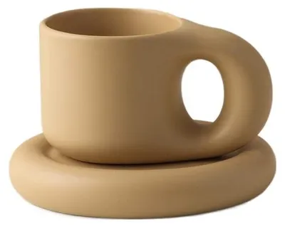 Imagen del producto de Juego de 2 tazas de café de cerámica con sus platillos, de 266 ml (9 oz)