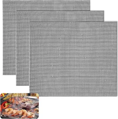 Produktbild von Famanu BBQ Grillmatte Set - 40 x 33 cm Antihaftmatten - Wiederverwendbare Teflon Grillmatten