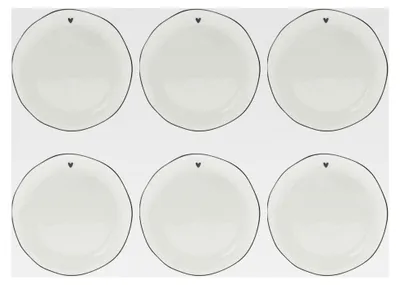 Produktbild von 6er Set Dessertteller Heart mit schwarzem Herz 16 cm
