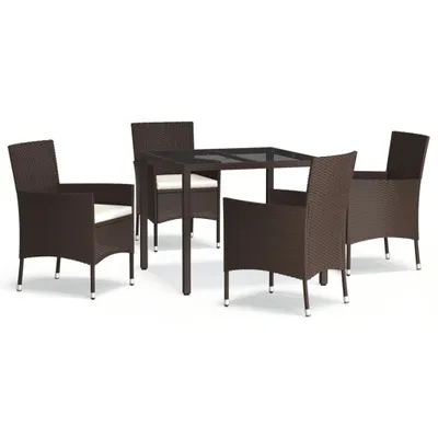 Produktbild von vidaXL 5-tlg. Garten-Essgruppe mit Kissen Braun Poly Rattan