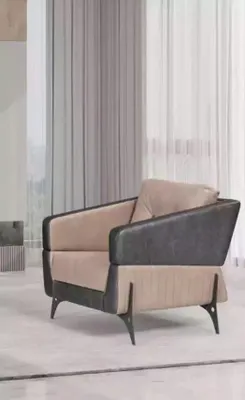 Produktbild von Beige Sessel Arbeitszimmer Textil Möbel Luxus Sitz Polstersessel Lehntuhl