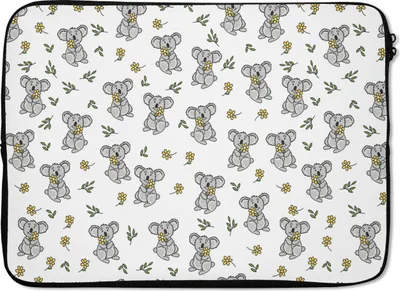 Produktbild von MuchoWow® Laptop Hülle 14 ZollKoala - Blumen - Muster - Kind Laptoptasche - Laptoptasche - Stoßsicher - Schutzhaube