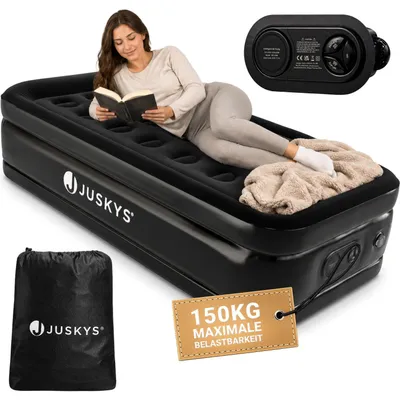 Produktbild von Juskys Luftmatratze Sapri M in Schwarz - 1 Personen Luftbett selbstaufblasend mit Pumpe
