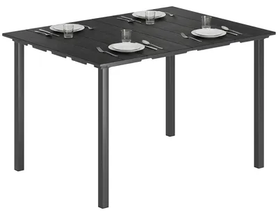 Image de Table de jardin - Table à manger d'extérieur rectangulaire - Plateau en PEHD - Noir