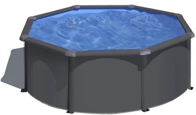 Produktbild von GRE Runder Stahlwandpool mit Anthrazitoptik KIT300GY – Ø 300 x 120 cm, Komplettset