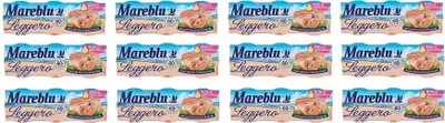 Produktbild von 12x Mareblu Tonno Leggero Thunfisch mit etwas Olivenöl -60% Fett Thunfisch konserven ( 3 x 60g )