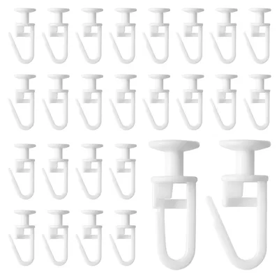 Produktbild von 100 Gardinengleiter, Gardinenrollen, Gardinenhaken, Faltengleiter, 10,9 mm Kopf mit Faltenhaken für Gardinenschienen, Gardinenbretter, Gardinenläufer – weiß