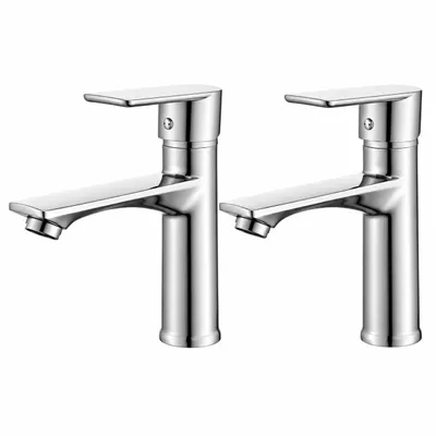 Produktbild von 2 Wasserhahn Bad Chrom，Einhebelmischer Badezimmer Waschtischarmatur，Bad Armatur Mischbatterie，Waschbeckenarmatur，Waschbecken Armaturen Edelstahl