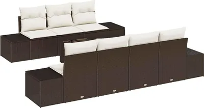 Immagine prodotto di vidaXL Set di divani da giardino con cuscini 8 pezzi in rattan marrone e crema