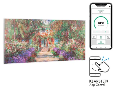 Obrázek produktu pro Klarstein Infračervený ohřívač s termostatem, elektrický ohřívač 700 W, infračervený ohřívač smart home pro montáž na zeď, IR s ovládáním pomocí aplikace IoT/WiFi, plochý ohřívač odolný vůči vlhkosti, nástěnný ohřívač bez CO2