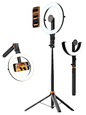 Productafbeelding van 10,2" magnetisch LED ringlicht met 76" verstelbaar statief, 5000mAh batterij