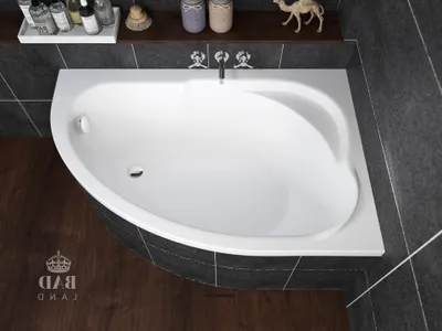 Zdjęcie produktu dla Wanna Akrylowa Zestaw 3w1 Asymetryczna 130x85 Prawa Biała, Nowoczesny Chrom Premium Syfon i Nogi (stelaż) w komplecie | BADLAND STANDARD
