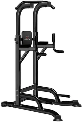 Zdjęcie produktu dla Stacja treningowa – Wieża fitness – Trening siłowy – Różnorodne ćwiczenia – Obciążenie do 125 kg – Czarny