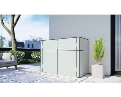 Produktbild von Gartenschrank Bertilo HPL Sideboard 155 x 75 x 116 cm hellgrau
