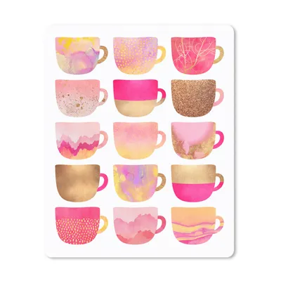 Produktbild von MuchoWow® Mauspad Mousepad Design - Kaffeetasse - Rosa - Muster 30x40 cm - Mousepads - Maus Mat - Pad - Mausunterlage - Mausmatten