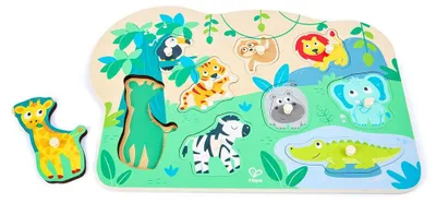 Obrázok produktu pre Drevené puzzle Hape s divokými zvieratami – vzdelávacia hračka pre deti