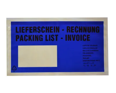 Produktbild von 1000x Dokumententaschen *Lieferschein/Rechnung* DIN Lang 235x130mm blau
